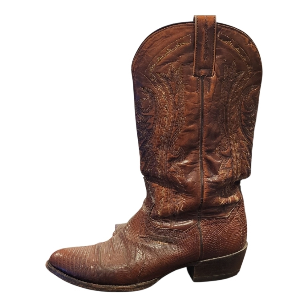 Dan Post Mens Lizard Brown Leather Cowboy Western Boots Size 9